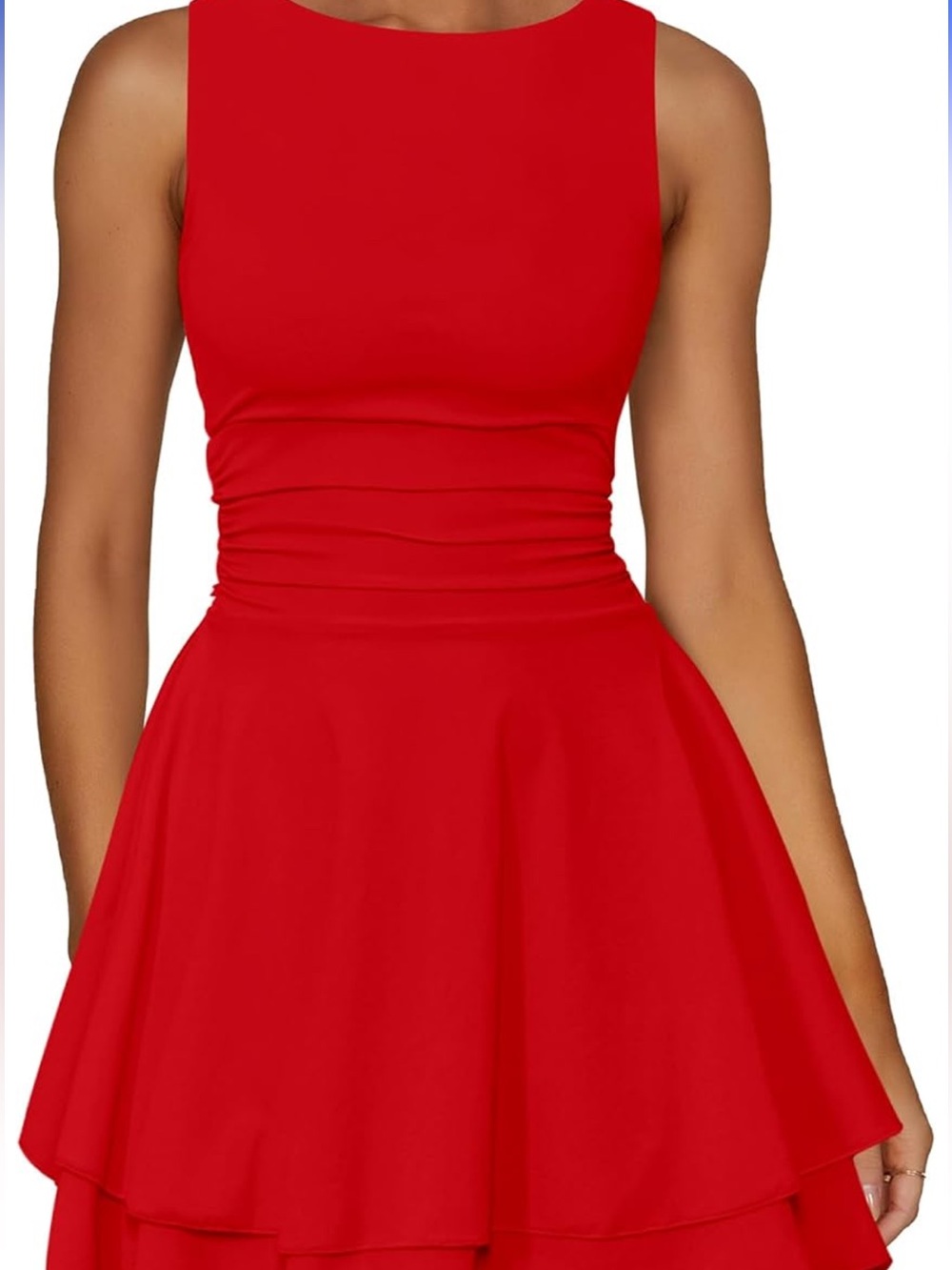 Red Sleeveless Fit-and-Flare Dress - Classic Elegant Look